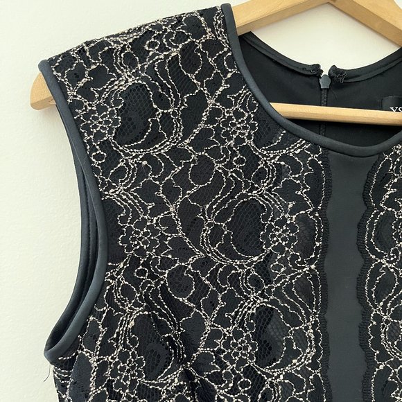 XSCAPE Black  / Beige Lace Overlace   Cocktail Dress - Picture 4 of 8